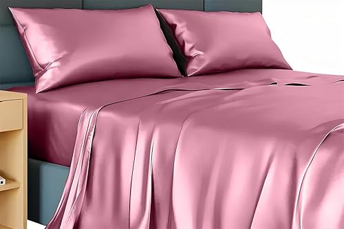 Miniatura 4 de Juego de sábanas de seda individual XL, juego de sábanas de seda auténtica de 6 piezas, sábanas de lujo para hotel, extrasuaves, bolsillos