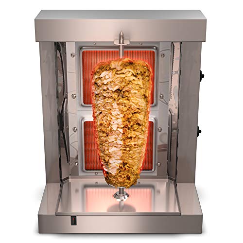 Bioexcel Tacos Al Pastor Doner Kebab Shawarma Gas Burner Grill - Vertical Broiler - Automatic 2 Burners Machine with 10 Side Kebab Skewers Burners Propane Gas - Thumbnail 5