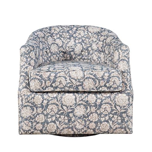 Sillón giratorio tapizado floral azul compacto miniatura 1