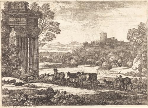 Claude Lorrain Toile d'art de qualité musée troupeau orageux 50x70
