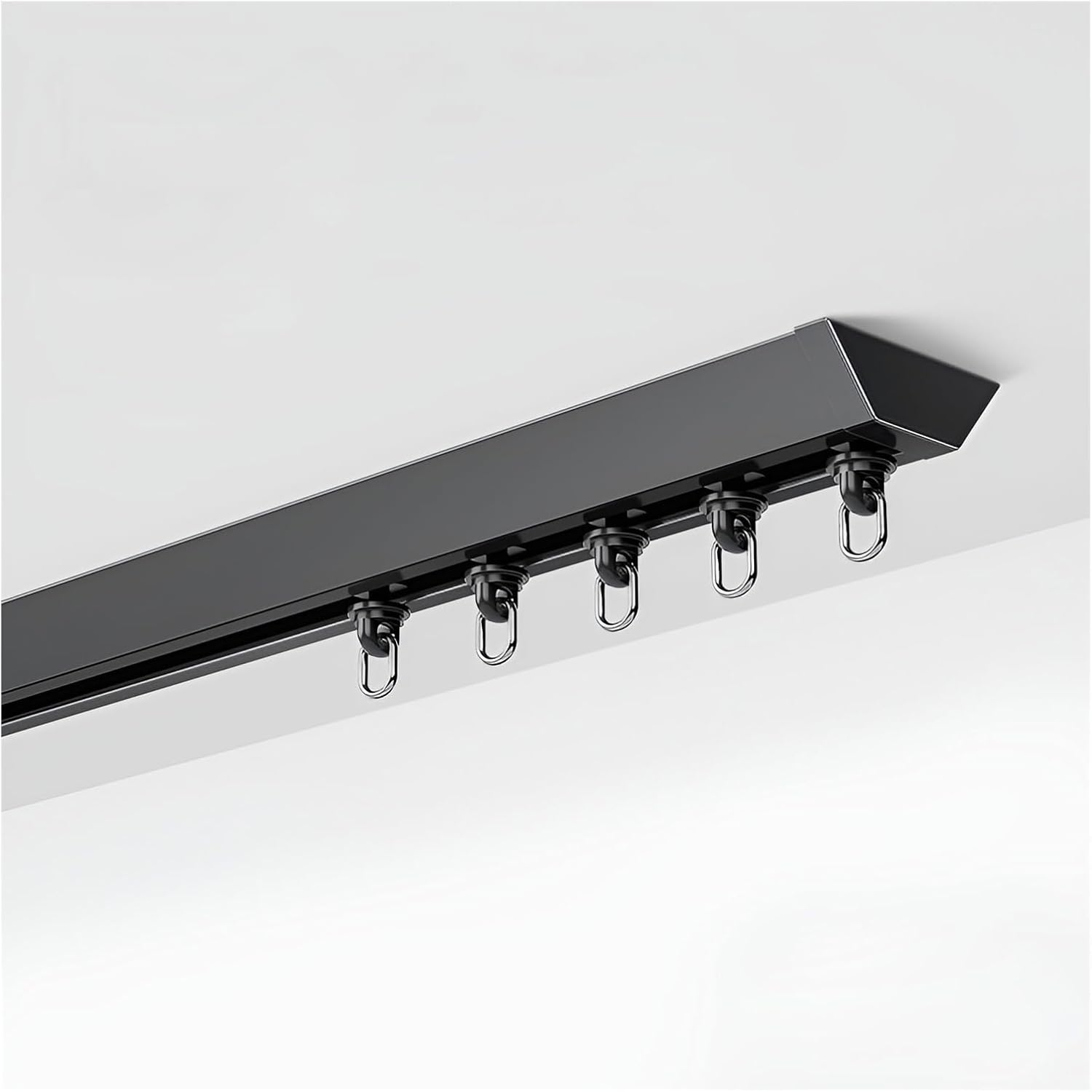 1.2 Cm（0.5 in） Ultra-Thin Sliding Ceiling Curtain Track, Aluminum Curtain Rail, Top Mounted Curtain Rods, for Bedroom, Shower, Closet(Black,240cm(2 * 120cm))