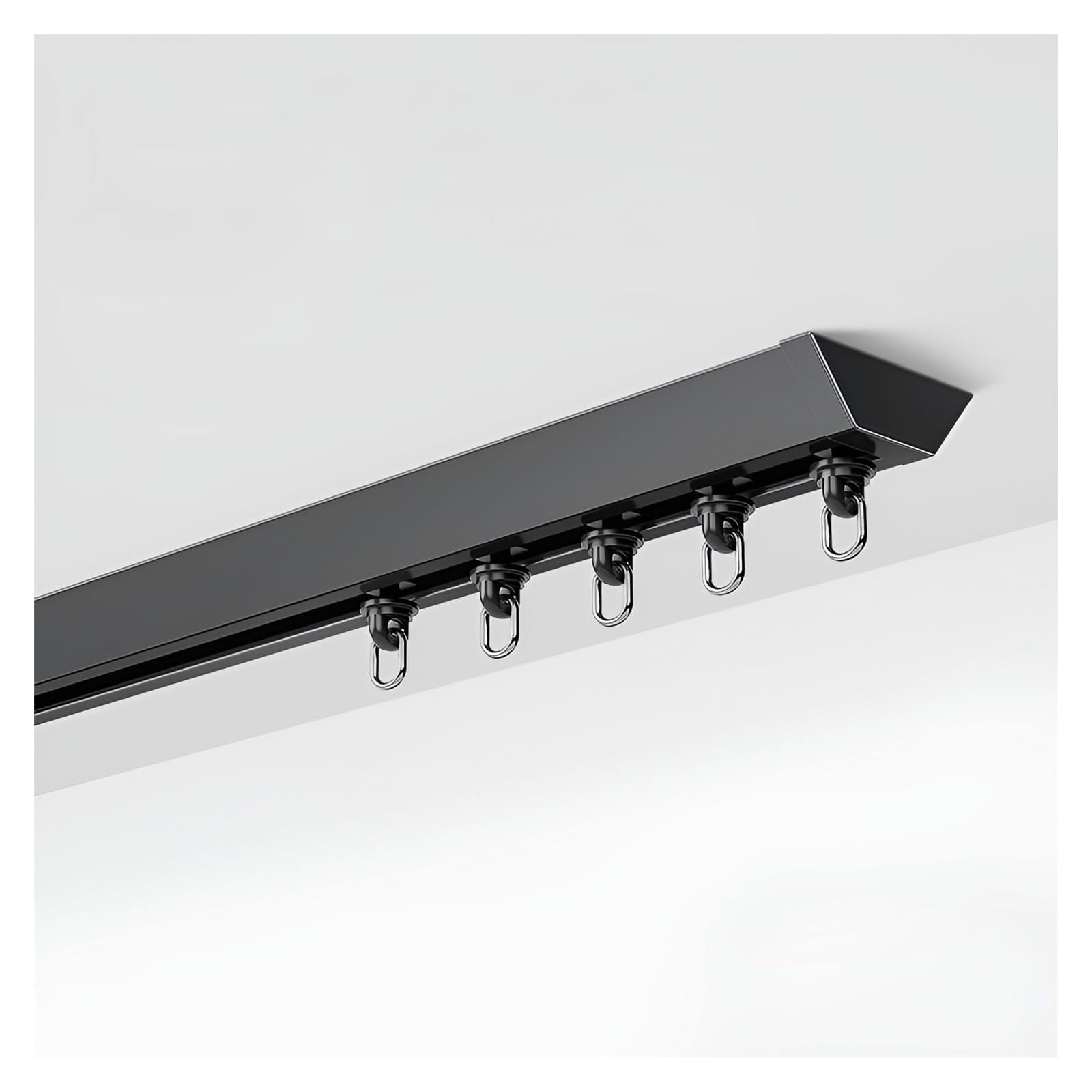 Smukła szyna do zasłon sufitowych 1,2 cm aluminiowy drążek przesuwny do sypialni szafy prysznicowej - czarna 4,3 m łatwa instalacja nowoczesny design oszczędność miejsca rozwiązanie