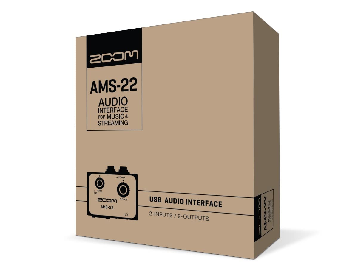 Zoom - AMS-22 - Interfaccia audio, 1 ingresso XLR/TRS, ingresso di linea stereo, 2 uscite, loopback, monitoraggio diretto, alimentazione tramite bus USB, adatta a streaming su PC, Mac, iOS e Android