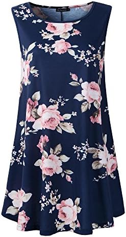 Women's Sleeveless Swing Tunic Summer Floral Flare Tank Top