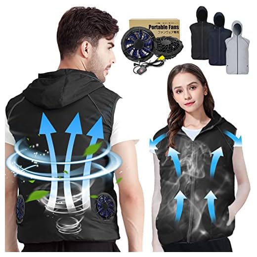 PANGTIKU Chaleco de refrigeración para hombres y mujeres, chaleco evaporativo fresco con 2 ventiladores, ropa fría con aire acondicionado que mantiene la refrigeración 13 horas, Negro -, XXX-Large