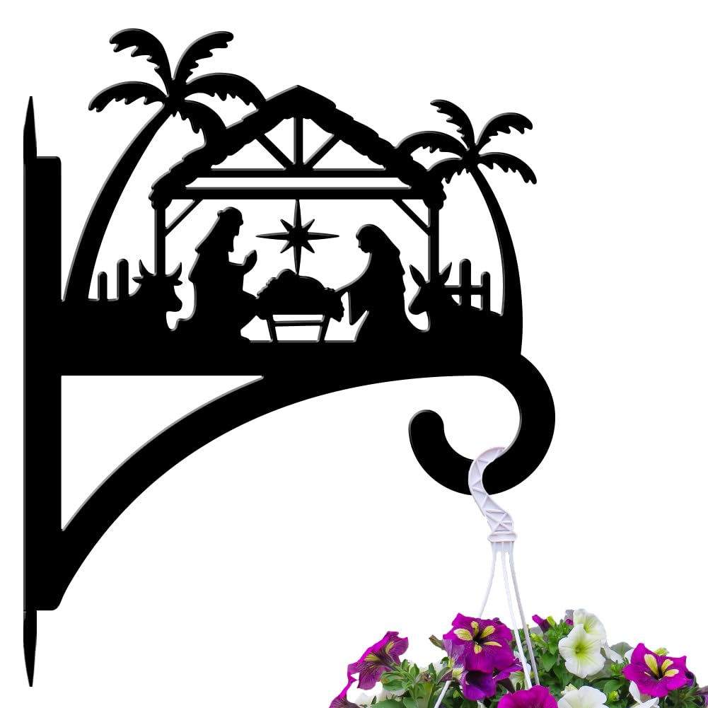 peacoblue Ganchos de hierro para plantas colgantes para exterior e interior, plantas colgantes, flores, helechos, macetas, farol, comedero de pájaros, 30cm x 37.3cm, soporte de pared de metal
