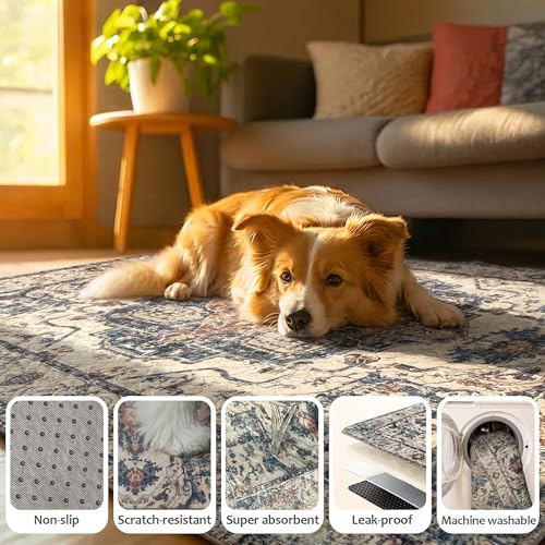 Image of Washable Pee Pads for Dogs, Reusable Puppy Potty Training Pads, Ultra-Absorbent Thick Waterproof Leak-Proof Non-Slip Pads & Mat for Crate, Playpen, Floor, Whelping & Housebreaking , 1 Pack 72 inchx72 inch