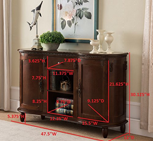 Kings Brand Furniture - Wood Buffet Server/Sideboard Console Table Cabinet, Walnut #TOP3
