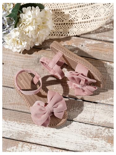 GORGLITTER Girl's Sandals Dress Bow Open Toe Ankle Strap Straw Flats Summer Cute Beach Vacation Slide Shoes4