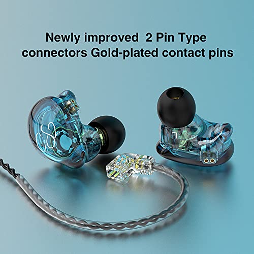 Fedai Trn Cs2 Iem In-Ear Earphone,10Mm 1Dd Hifi In Ear Monitor Bass Earbuds With Detachable 2Pin Cable For Running Sports,Musicians Stage, Drummer For Gym Workout Running Church (No Mic, Blue) #TOP6