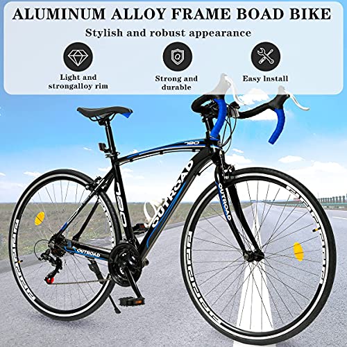 Max4Out 700C Wheel Road Bike, 14/21 Speed Shimano Shifter, Bicycle With Aluminum Alloy Frame For Men And Women(Black Red) #TOP3