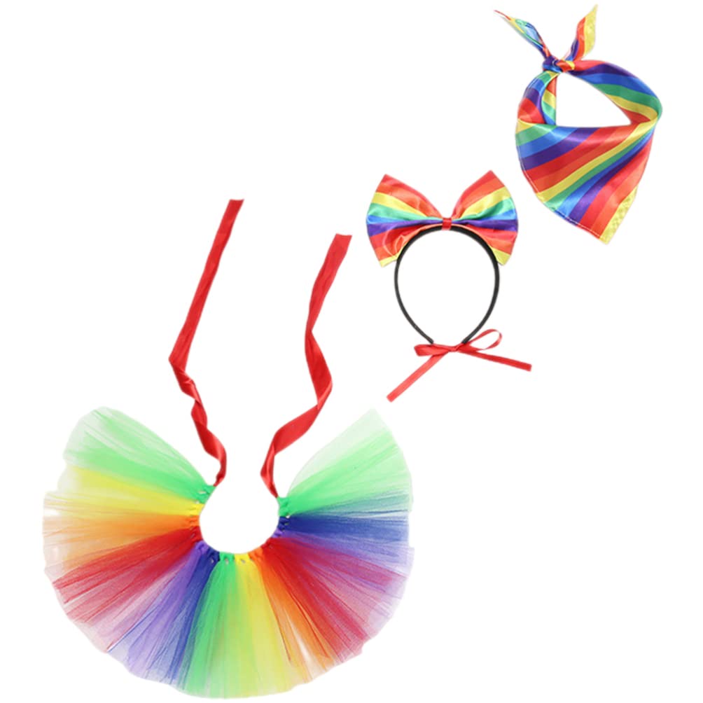 Gadpiparty1 Set Rainbow Dog Costume Rainbow Headband Scarf Tutu Skirt Dog Lgbt Gay Pride Bandana for Pet Accessories