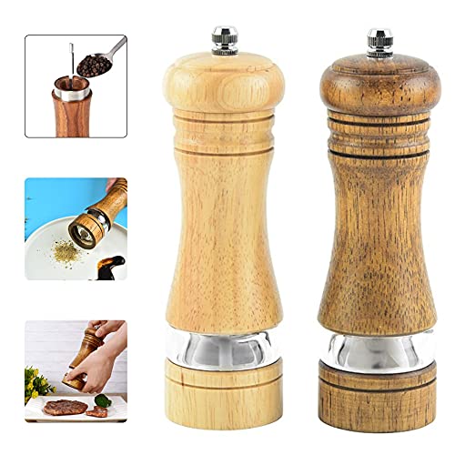 2 Stks Zout En Peper Molens Set Handleiding Peper Zout Molen Hout Zout En Peper Shakers Met Verstelbare Grofheid… - Image 6
