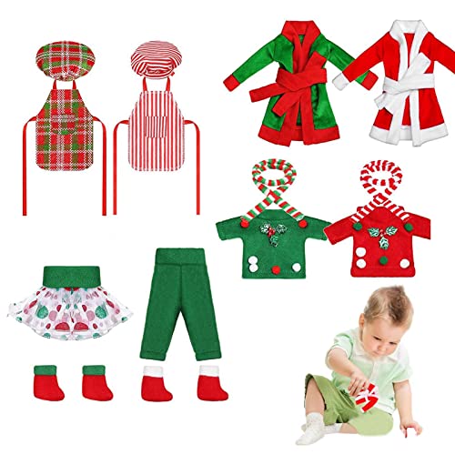 Acessórios de duende de Natal | Conjunto de Roupas com Saco de Dormir Xadrez de Natal | Conjunto de