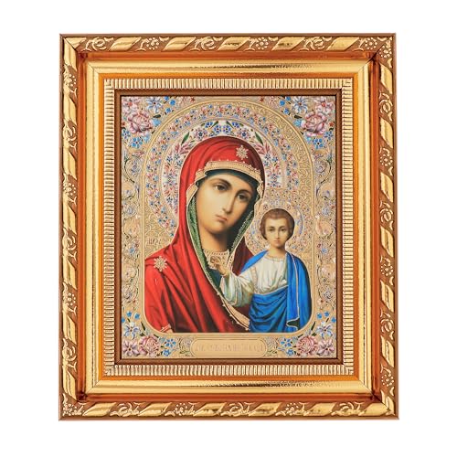 NKlaus Gottesmutter Von Kazan Ikone, Rahmen mit Glas 14x16cm christlich orthodox 11374