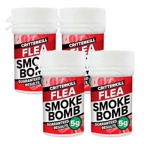 CritterKill 5g Professional Flea Killer Smoke Bomb Fogger Four Pack - Targets Fleas in Carpets Pet Bedding and More - Treats 160m3