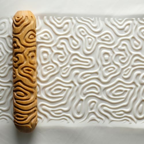 MKM Pottery Tools Wood Big Hand Rollers for Clay (BHR-155 Topographic)