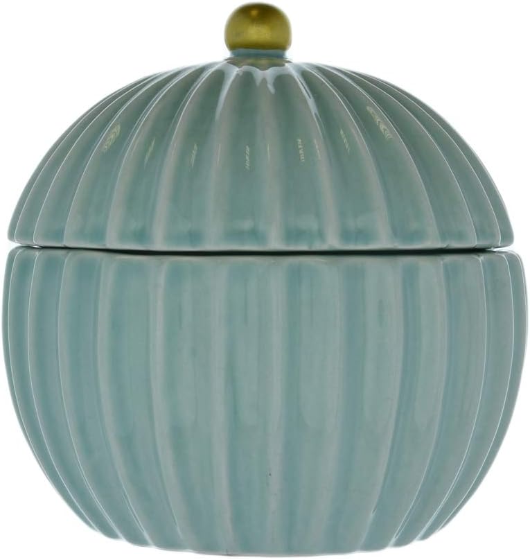 Candlelight 611645 Rount Trinket Dish, Teal and Gold - Large