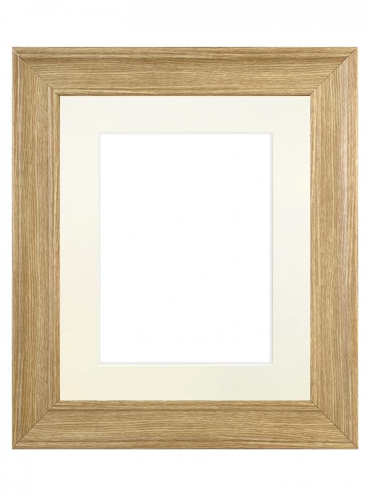 FRAMES BY POST Scandi Oak Picture Photo Frame with Ivory Mount A3 Image Size A4 Plastic Glass