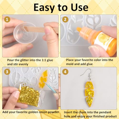 WEBEEDY Kit de 40 conjuntos de joias de resina DIY para adultos, kit de resina com pingente de bisel