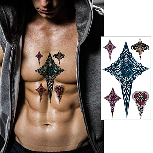 Large Tattoos Fake Temporary Body Art Stickers For Men Women Teens, Viwieu 3D Realistic Girls Chest Temporary Tattoos, 5 Sheets, Water Transfer Body Tattoos #TOP5