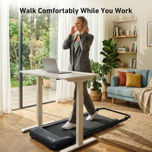 Image of DeerRun Walking Pad with 6% Incline, 3 in 1 Under Desk Treadmill for Home Office & Small Spaces, 2.5HP Quiet Walking Pad Treadmill with 300lb Capacity, 0.6-3.8MPH, App & Remote Control