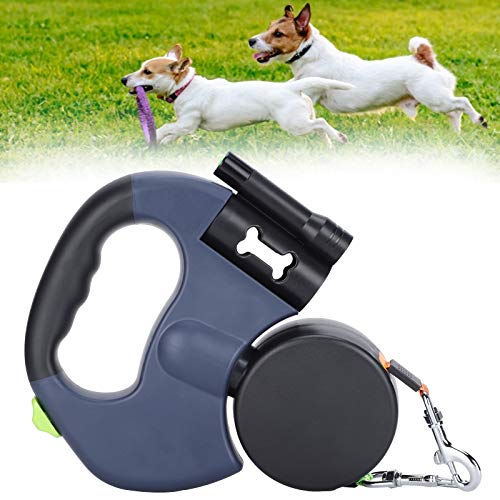 Dual Retractable Dog Leash, Double-Head Lockable Extendable Pet Leash with LED Flashlight, 9.8ft Reflective Nylon Ribbon - Image 2