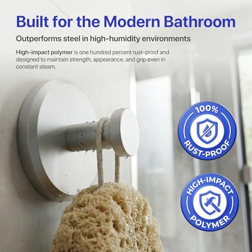 Image of HOME SO Suction Cup Hooks for Shower & Bathroom Towel Holder 4-Pack - Suction Cups Hooks for Hanging Towels, Robes, & Coats - Tiles, Glass Door or Mirror - Shower Hooks & Towel Hooks Organizer -Nickel