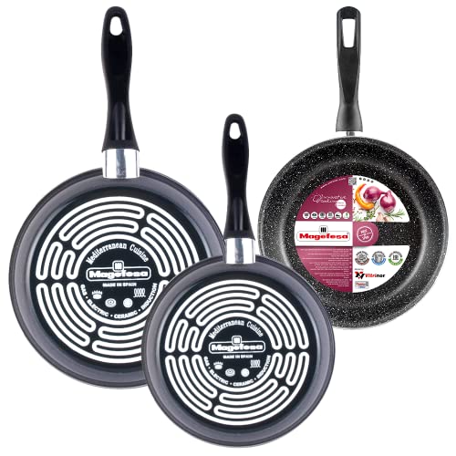 Magefesa Lot de 3 poêles K2 Granssaso 24/26/28 cm acier émaillé vitrifié