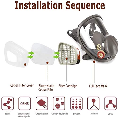 15 in 1 Full Face Respirator 6800,Anti-Fog Respiratory Supplies Wide Field of View,Suitable for Woodworking, Welding, Organic Gas,Paint Spray, Chemical