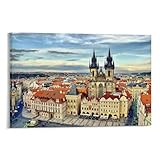 Póster de pared con diseño del Puente de Praga de Praga y el Castillo de Praga (1) Lienzo decorativo para habitación, 60 x 90 cm