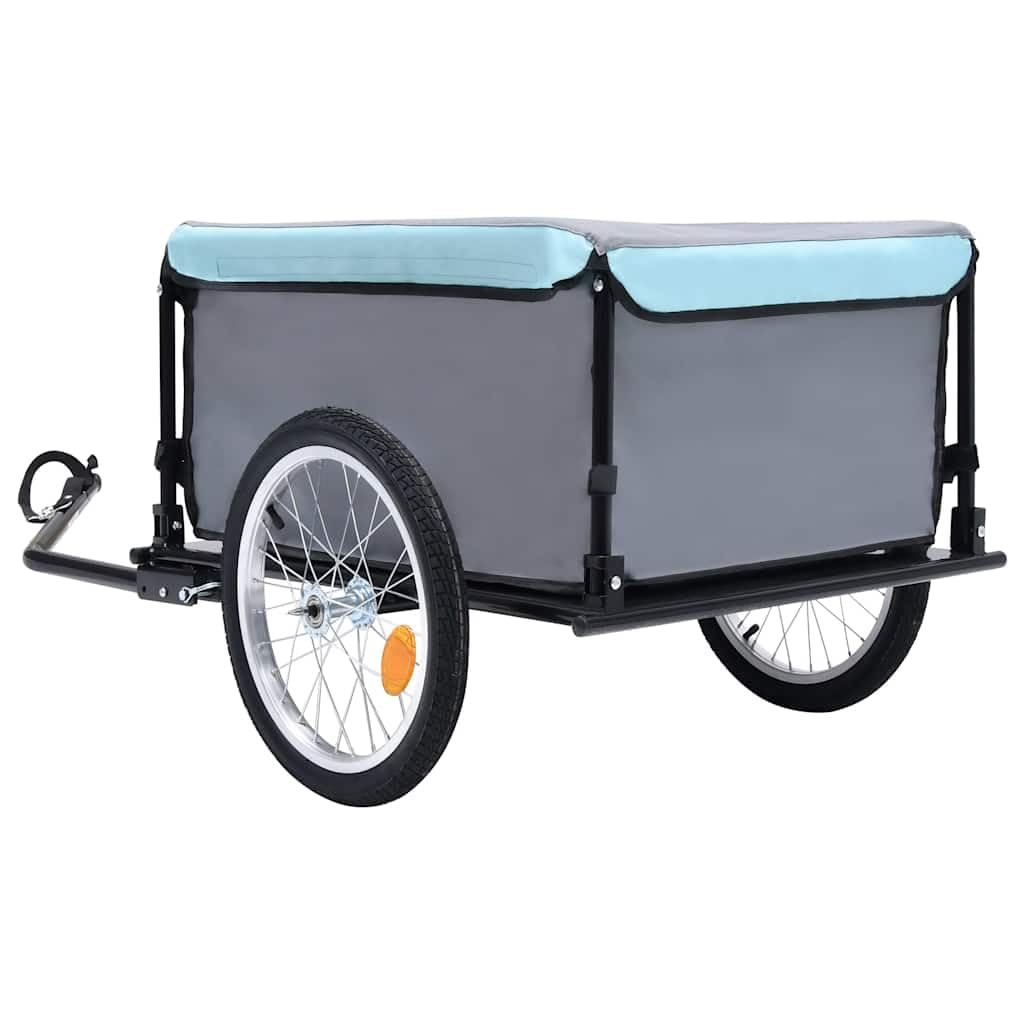 Mangloder Remolque para bicicleta, color gris y azul, resistente, plegable, con capota impermeable para la familia, compras, camping, excursión, transporte de perros, equipaje, niños y mascotas