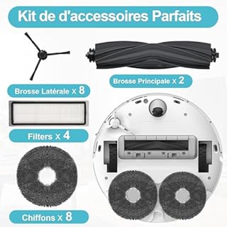 RUKHOOL L10s Pro Gen 3 Accessoires pour Dreame L10 Prime / L10s Plus / L10s Pro Gen 2 / L10s Ultra/Xiaomi X20 Plus Pièces Rechange 2 Brosse Principale 8 Chiffons Nettoyage 4 Filtres 8 Brosse Latérale