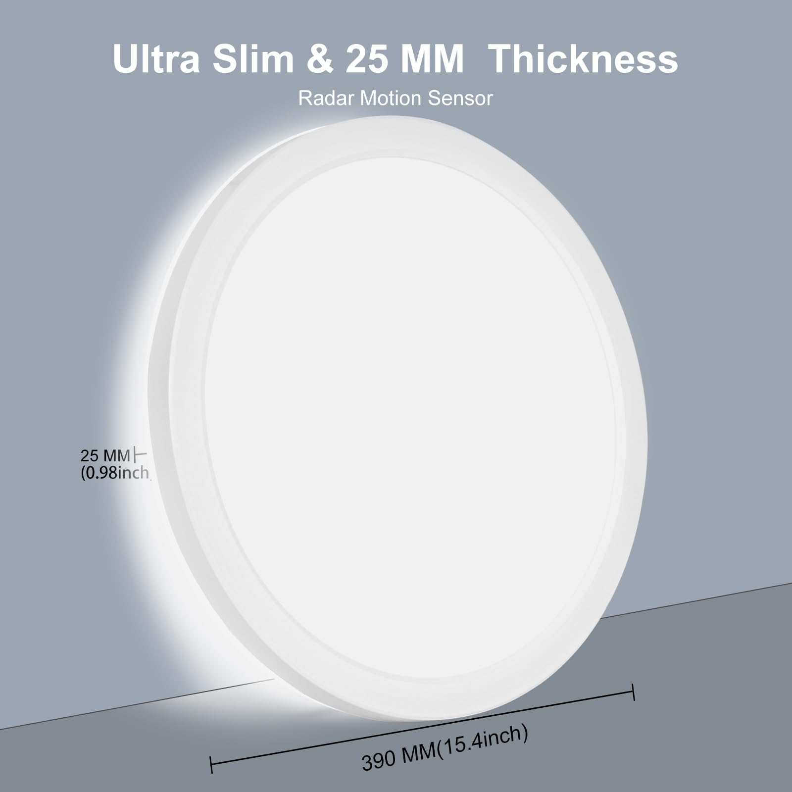 LEZOE Lámpara LED de techo con detector de movimiento, 30W 3300 lm, radar, sensor de movimiento, 3000K/4000K/6500K lámpara con sensor para baño, garaje, escaleras, sótano Ø39X2.5CM