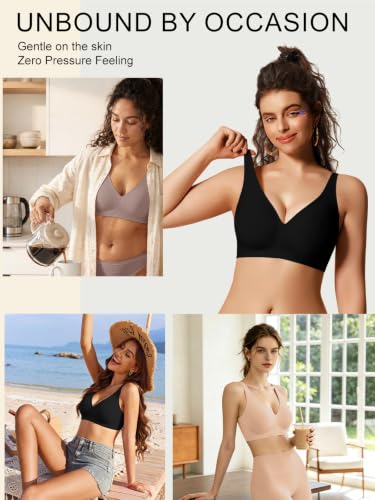 COCOMARTS Jelly Bras for Women No Underwire Deep V Bra Dark Black S — view 5