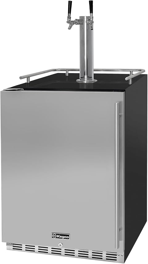 Kegco Kegerator 24" Wide Dual Tap Black/Stainless Steel Undercounter Beer Dispenser HK38BSU-L-2