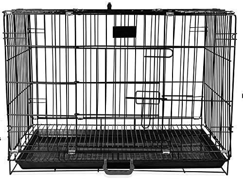 Pet Guard Dog Cage Single Door Heavy Duty Folding Metal for Medium Size Dogs and Adults 18 Inch Suitable for Small Pets Only Like - Rabbit, Puppy, Cats (Silver - Black)