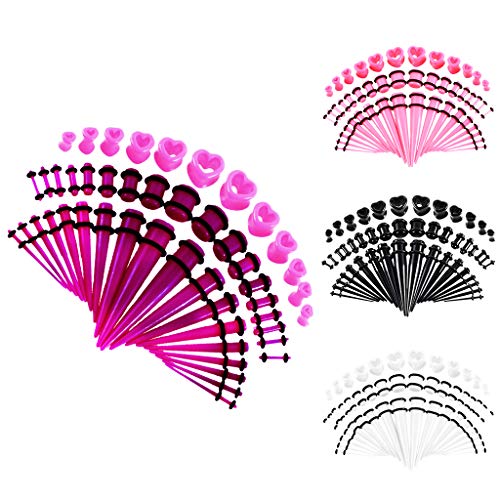 P Prettyia Kit de alargadores de orelha de acrílico, 48 peças, 14G-0000G, Acrílico