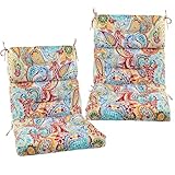 FUNHOME Outdoor High Back Chair Cushions Set of 2,Reversible Lawn Chair Cushion 44 x22 inch,Water Resistant Tufted Adirondack Chair Cushion,for Garden Rocking Chair,Patio Furniture(Phoenix)