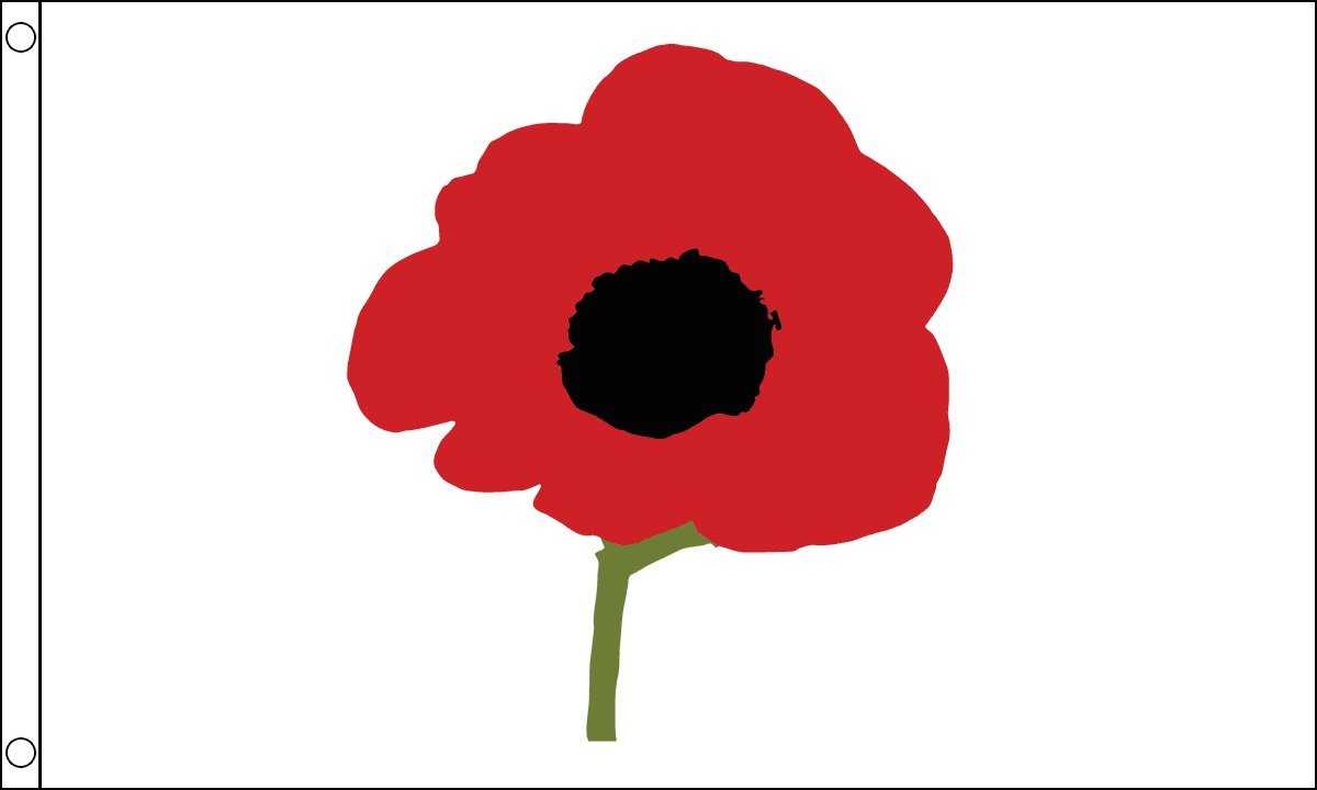 Remembrance Flag Poppy 5ft x 3ft (150cm x 90cm) - Lest We Forget Poppy Banner British Military Tribute, Remembrance Day Garden Flag for Outdoor Veterans Display