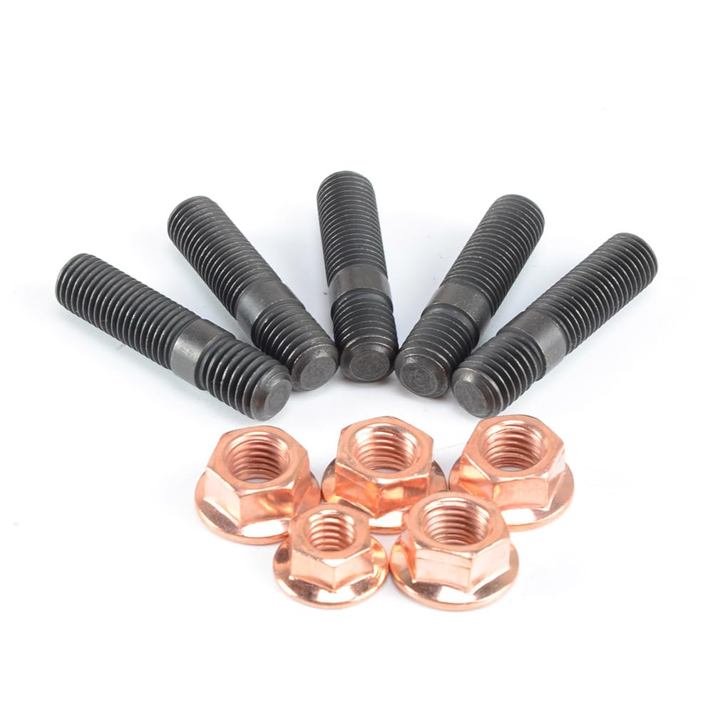 Stud Kit with Egged Cooper Nuts M10x1.5 to M10x1.25mm is compatible with Garrett GT40 GT42 Turbo