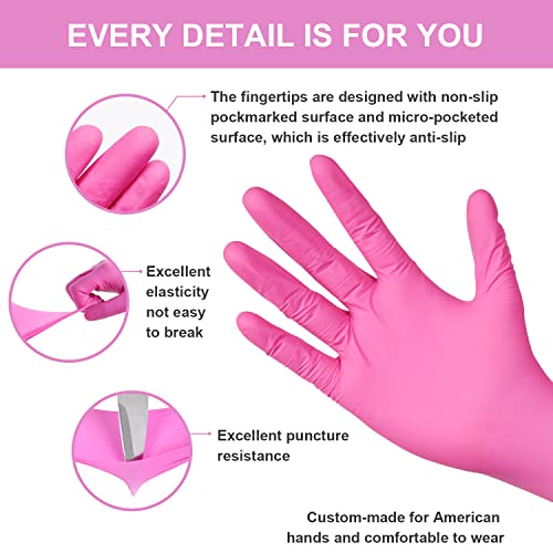 Image of FINITEX Nitrile Disposable Gloves-Black, 5mil, 100PCS and Rose Red, 3.5mil, 100PCS