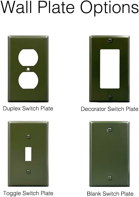 Toggle Wall Plate Cover, 1-Gang Olive rgreen Light Switch Cover Plate,Standard Size Switch Covers, Electrical Outlet Cover Plates, stainless steel (Olive green, Toggle Switch Plate)