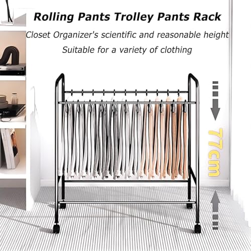Chariot à pantalons à roulettes : optimisez votre dressing exigu avec 30 crochets - 5