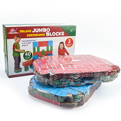 Cardboard Building Block, Exercise N Play 40Pcs Extra-Thick Jumbo Giant Building Blocks In 3 Sizes For Kids #TOP4