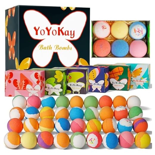 Bath Bombs Gift Set - 48 Organic Bath Bombs with All Natural Essential Oils, Shea Butter to Moisturize Skin & Stress Relief, Christmas Gifts for Women Mom, Stocking Stuffers for Adults Kids Girls