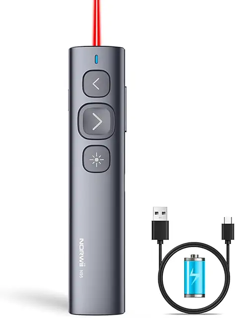 Norwii N95 Presentador Inalámbrico Recargable para Presentaciones PowerPoint (Rojo, USB-A) - Rede Prestadores Multicare
