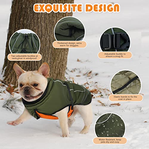 Waterproof Turtleneck Dog Snowsuit,Dog Snow Jacket For Large Medium Dogs,Adjustable Dog Coat Golden Retriever Labrador Bulldog Dog Puffer Jacket For Winter Cold Weather Buckle Release Easy On And Off #TOP2