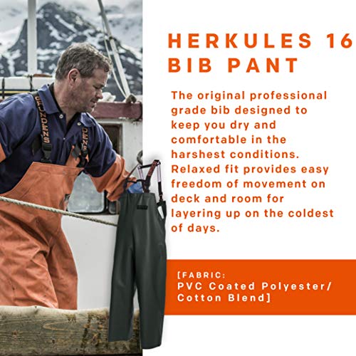 Grundens Men’s Herkules Professional-Grade Bib Pant | Waterproof, Adjustable, Green, Small #TOP1