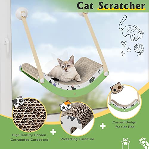 Lesnox Cat Window Perch, 2 In 1 Large Cat Hammock For Indoor Cats, With 8 Strong Suction Cups, Breathable And Washable Cat Perch, With Durable Cat Scratching Board, Weighted Up To 44Lbs #TOP2